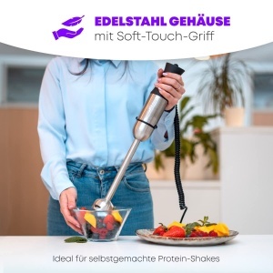Blender ProfiCook PC-SM 1094, 1000W, inox, 27 cm, 4 cutite - Img 3