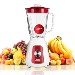 Blender Ufesa BS4717 Ruby Red, 1500 W, 1.5 l, 4 cutite din otel inoxidabil