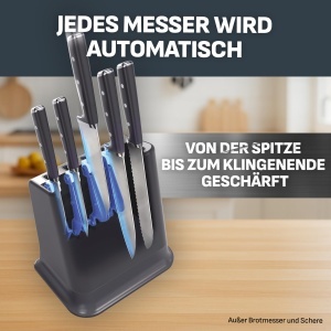 Bloc de cutite Tefal EverSharp Pro K297S744 6 piese tehnologie de ascutire automata otel inoxidabil german albastru - Img 6