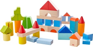 Blocuri de Constructie HABA 85 Piese Colorate cu Sac de Bumbac - Jucarie Educativa - Img 3