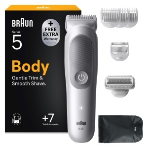 Bodygroomer Braun Series 5 BG5555, Trimmer pentru barbati, 100 waterproof, gri