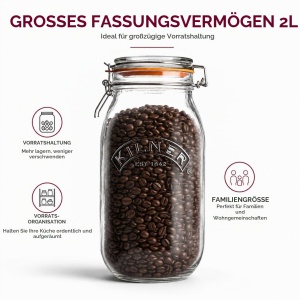 Borcan cu capac Kilner, 2 L, sticla transparenta, design rotund - Img 7