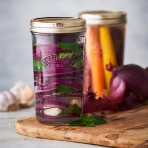 Borcan de conservare KILNER 1L cu capac metalic, deschidere larga, transparent - Img 2