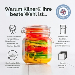Borcan de conservare Kilner Clip Square, 3 litri, cu capac din otel inoxidabil - Img 3