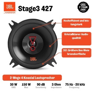 Boxe auto JBL Stage3 427 150W 2 cai 10 cm bass puternic - Img 4