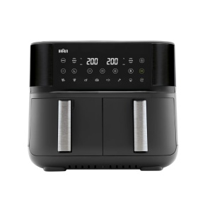 Braun Air Fryer TwinCook 3 TD3030IBK Air Fryer 2 camere 8L 4L 4L 80-200deg Airfryer cu functie de sincronizare 8 programe curatare usoara 2850W negru