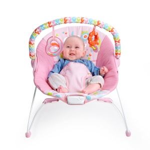 Bright Starts Baby Bouncer Fancy Fantasy Roz Unicorn Vibratii Linistitoare - Img 2