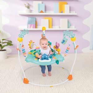 Bright Starts Disney Baby Little Ohana Baby Bouncer 6-12 luni Albastru Interactiv - Img 2