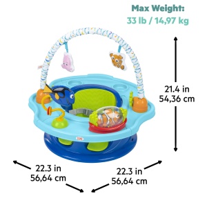 Bright Starts Disney Baby SuperSeat 3-in-1 Albastru Scaun Activitati si Masa pentru Copii 6 Luni - 3 Ani - Img 3