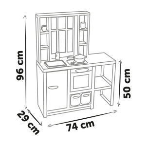 Bucatarie de jucarie Smoby Loft Fleur, cu 27 accesorii, cuptor, frigider, 74x29x96 cm, pentru copii 3 - Img 8