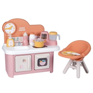 Bucatarie pentru copii Smoby Baby Nurse cu scaun, accesorii incluse, reciclat