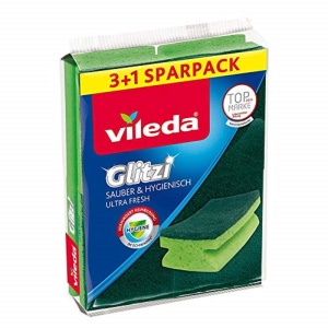 Burete de curatare Vileda Glitzi, set 4 bucati, pentru suprafete netede, antibacterian