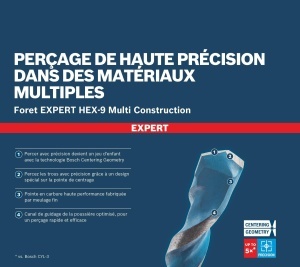 Burghiu Multi Constructie Bosch EXPERT HEX-9, 5 x 50 x 100 mm, Precizie 5x - Img 5