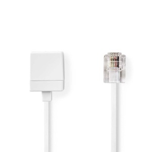 Cablaj telefon RJ11 Nedis, 5m, design plat, culoare alba - Img 1