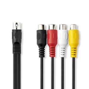Cablu audio Nedis DIN - 5 pini - 4x RCA - 0.20 m - Negru - PVC