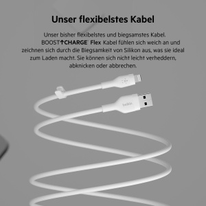 Cablu de incarcare Belkin BoostCharge Flex USB-ALightning, 3 m, MFi, Alb - Img 4