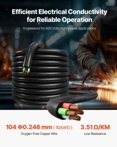 Cablu electric VEVOR 3048m 10AWG 4 conductori izolatie CPE pentru medii industriale - Img 2