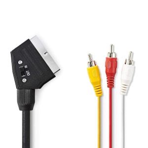 Cablu SCART Nedis cu 3x RCA, 1m, Negru, PVC, Schimbabil - Img 3