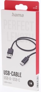 Cablu USB A la USB C Hama, 1m, incarcare rapida, culoare neagra - Img 2
