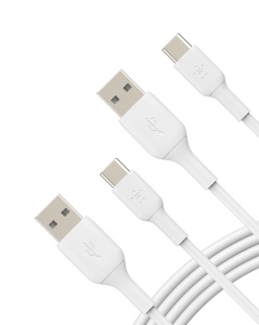 Cablu USB-C Belkin BoostCharge, 1m, 2 bucati, Alb