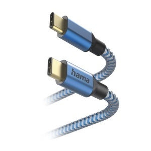 Cablu USB C Hama Reflective, 1.5m, Nylon, Albastru, Rapid - Img 2