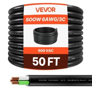 Cablul electric industrial VEVOR 6AWG 15m invelis CPE rezistent la temperaturi extreme