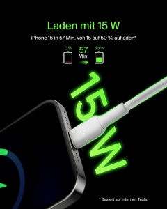 Cablul USB-C Belkin BoostCharge, 1m, Alb, pentru iPhone, Samsung, Google Pixel - Img 2