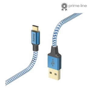 Cablul USB Hama Reflective, 1.5m, Nylon, Albastru, Rapid - Img 5