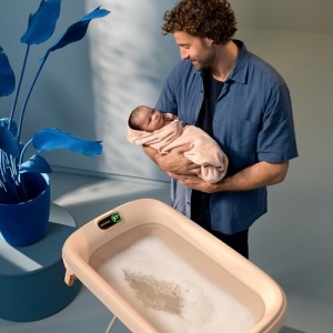 Cada pliabila pentru baie Maxi-Cosi Indigo, 0-4 ani, cu termometru integrat, verde salvie - Img 11