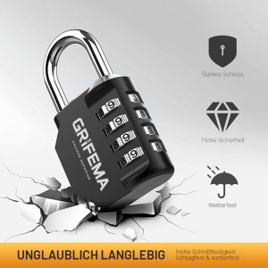 Cadenas cu combinatii GRIFEMA 4 cifre, zinc, rezistent la intemperii, 2 bucati - Img 6