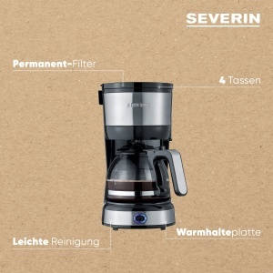 Cafetiera SEVERIN KA 4808 4 cesti Permanentfilter InoxNegru - Img 4