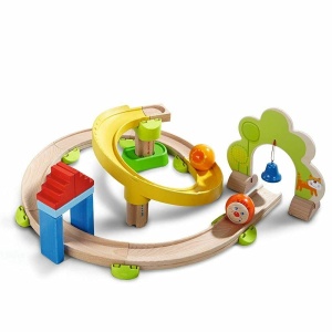 Calea cu bile HABA 300439 - Kringelbahn, cu multe curbe si glockchentor, pentru copii de la 2 ani
