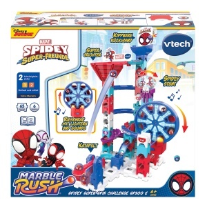Calea de bile VTech Marble Rush Spidey Super Spin Challenge - 62 piese, motorizat, design Spiderman - Img 7