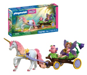 Caleasca cu Unicorn PLAYMOBIL 72216, cu Zana si Joyling, pentru copii peste 4 ani