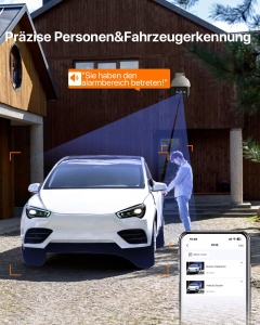Camera de securitate Tenda WiFi in aer liber, Camera WiFi 2K in aer liber cu viziune nocturna color, audio pe 2 cai, detectare a persoanelor si detectare a miscarii, alarma sonora si luminoasa, compatibila cu Alexa, CH3 V2.0 - Img 3