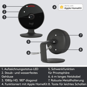 Camera de supraveghere Logitech Circle View, 180 unghi, 1080p HD, negru - Img 6
