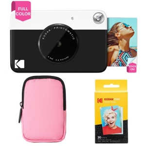 Camera instantanee Kodak Printomatic, 5MP, negru, cu 20 fotografii autocolante