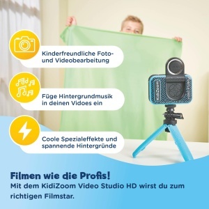 Camera video VTech Kidizoom Video Studio HD, culoare albastra, cu greenscreen - Img 4