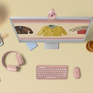 Camera web Logitech Brio 300 Full HD cu ecran de confidentialitate, microfon cu anulare a zgomotului, USB-C, certificata pentru Zoom, Microsoft Teams, Google Meet, Streaming, Corectie automata a luminii - Roz - Img 5