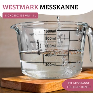 Cana de masurare Westmark 1 l, Borosilikat, TransparentNegru - Img 3
