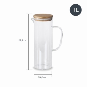 Cana din Borosilikat Lacor 61953, Capac Bambus, 1 L, Design Modern - Img 2