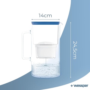 Cana filtranta Wessper D2 Borosilicat, 3L, cu LED, BPA Free, Albastra - Img 4