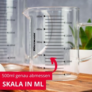 Cana gradata Westmark din sticla 500 ml Temperatura rezistenta Maner ergonomic - Img 2