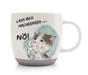 Cana Portelan 400ml NICI Lass Mich Nachdenken, Culoare Gri, Design Pisica - Img 2