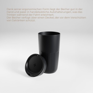 Cana reutilizabila Wessper FIKA, 400 ml, ABS, neagra - Img 3