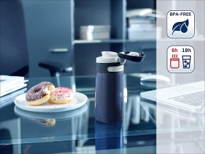 Cana termoizolanta Leifheit Flip 350ml, 100 etansa, albastru inchis - Img 3