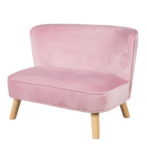 Canapea pentru copii roba Lil Sofa, culoare mauve, design retro, cu picioare din lemn
