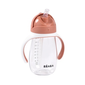 Caneca cu pai BEABA, 300 ml, 100 etansa, terracotta