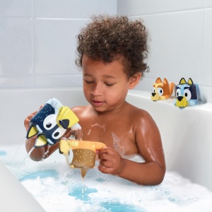 Cani de cafea Tomy Toomie cu ardei iute, bandit, bingo si bluey - Cesti stivuibile pentru baie - Produs oficial licentiat Bluey - Jucarii de baie pentru bebelusi de la 18 luni si peste - Img 3