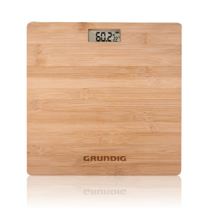 Cantar de baie Grundig - Cantar digital din bambus - Max. 180KG - Cantar cu picioare antiderapante - Masurare in KG, LB si ST